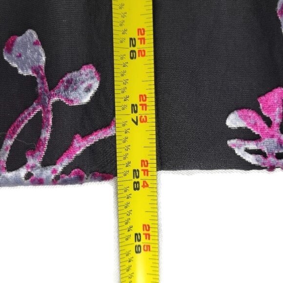 Tahari Blazer 12 Black Purple Pink Velvet Flowers Sheer Lined Sleeves Satin Trim - Picture 8 of 11